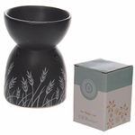 Puckator Eden Grass Design Black Ceramic Oil & Wax Melt Burner