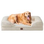 EHEYCIGA Memory Foam Orthopedic Dog Bed XL with Sides, Waterproof Liner Dog Beds for Extra Large Dogs, Non-Slip Bottom and Egg-Crate Foam Big Dog Couch Bed with Washable Removable Cover, Beige