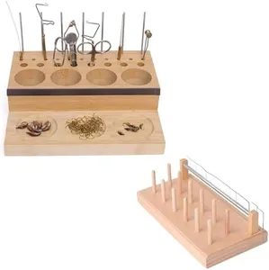 Raprance Wooden Fly Tying Fishing Kit Organizer And Fly Tying Thread Spool Stand
