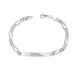 LeCalla Personalised 925 Sterling Silver Mens Id Bracelet|Bis Hallmarked Customised Engraved Name Figaro Chain Id Bracelet For Men|Custom Gift Jewelry For Fathers Day Dad Husband Birhtday Anniversary