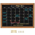 Umtiti Calendar Chalkboard, 10.6" * 14.6", Magnetic Surface Rustic Brown Solid Pine Wood Frame Chalk Board for Planning/School Timetable/Memo, Hanging Board for Office, School and Home(YLHB-QZ-2737)