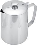 Haosie Stainless Steel Pitcher, 600ml Stainless Steel Coffee Cup, Milk Pitcher with Lid Mug Milk Frothing Pitcher Jug for Latte Coffee Art for Office Kitchen