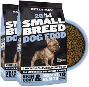 Bully Max 26/14 Small Breed Dry Dog Food for Skin, Coat & Sensitive Stomach - Chicken & Rice, Dry Soft Kibble Bites for Puppies, Adult & Senior Dogs - Natural French Bulldog Puppy Food, 10 lbs