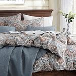 Boho Floral Medallions Duvet Cover 3pc Set Bohemian Paisley Bedding Boteh Damask Circles 400TC Egyptian Cotton Sateen Luxury European Traditional Style Bed Linen (Copper, Super King)