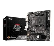 MSI A520M-A PRO Motherboard mATX - Supports AMD Ryzen 3rd Gen Processors, AM4, DDR4 Boost (4600MHz/OC), 1 x PCIe 3.0 x1, 1 x M.2 Gen3 x4, Gigabit LAN