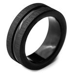 Mesmerize Men's Stainless Steel Rings | Black Brushed Titanium and Tron-Inspired Rings for Men (Titanium, 10)