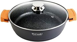 WECOOK! - Ecochef Titanium 28 cm Saucepan with Quantanium Non-Stick Coating | PFOA-Free, Titanium Reinforced | Induction, Vitro Ceramic, Gas, Oven Safe | Includes Glass Lid, Black, Aluminium