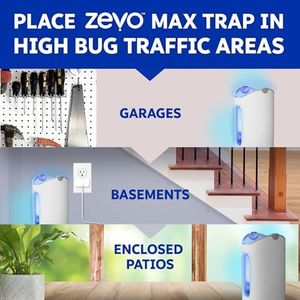 Zevo MAX Indoor Bug Catcher & Fly Trap – 2 Bases, 3 Cartridges, No-Mess