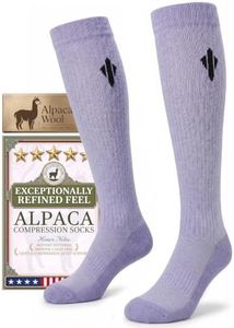 Heat equation Alpaca Compression Socks for Men & Women, 15-20 mmHg Knee High Graduated Circulation Support, Moisture Wicking L/XL Purple