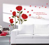 Decals Design 'Romantic Rose Flowers' Wall Sticker (PVC Vinyl, 50 cm x 70 cm, Multicolour)