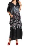 Miss Lavish London Elegant Black Kaftan Dresses for Women - Versatile Beach Coverups, Plus Size African Dubai & Moroccan Kaftans - Ideal for Loungewear & Swimwear Modern Caftans Long Dresses, X-Large