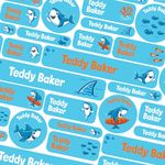 50 Name Labels for Kids No Iron Name Tags for Clothes Name Stickers for Water Bottles, School Uniform, School, Nursery, Care Homes, Washable and Dishwasher Safe for Children (Little Shark)