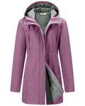 Outdoor Ventures Softshell Jacket Ladies Rain Jacket Functional Rain Coat Windbreaker Waterproof Hiking Jacket Breathable Outdoor Jacket with Hood for Spring Fall Winter Rose Purple 2XL