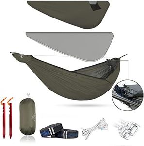 Onewind Airstream Camping Hammock with Mosquito Net and Windsock, Portable Hammock with Tree Straps and Bugnet for Winter Camping, Hiking, Backpacking, OD Green