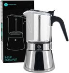 Coffee Gator 9 Cup Moka Pot, 12.2 Oz Stovetop Espresso Maker for Italian Coffee, Transparent Glass & Stainless Steel Design, Silver, 360ml