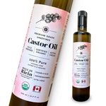 Castor Oil Organic Cold Pressed Hexane-Free Glass Bottle (500 ml) | 100% Pure Castor Oil USDA Certified Organic Skin Moisturizer & Hair Oil | Huile de Ricin Biologique Pressée à Froid