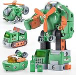 DEGIDEGI 3 in 1 Take Apart Toy Set - Transforming Robot and Vehicles Playset for Ages 3-5, Helicopter, Truck, and Ship Building Kit, Interactive Educational STEM Toys for Toddlers