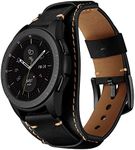 Balerion Cuff Genuine Leather Watch Band,Compatible with Samsung Galaxy Watch 42mm,Gear Sport,Gear S2 Classic,Fossil Q Control and Other Standard 20mm Band Width Watch,Black