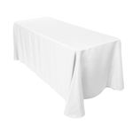 WedDecor Premium Quality Rectangular Tablecloth Large Durable Fabric Table Cover for Wedding Decorations Dinner Birthday Anniversary Parties Events, 70 x 144 Inches, White, 1 Piece