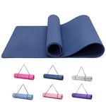 Good Nite Yoga Mat Exercise Fitness 6mm Mat Extra Thick Non-Slip Training Mats for Sports Pilates Gym Mats Floor Gym Resistance Mat with Carrying Strap 183 x 61 x 0.6 cm(Navy Blue)