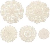 uxcell Fabric Coasters, 10pcs 3 Sizes - Cotton Woven Crochet Doilies, Lace Embroidery Cup Mat with Floral Pattern for Wedding Party Decoration (Beige)