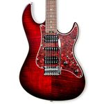 TOSTAR 39inch Electric Guitar for Professional Player, H-S-H Pickups, 2-Point Tremolo, Right Handed, Glossy Finish, Roasted Canadian Flamed Maple, Glossy Finish, TST-500-CS