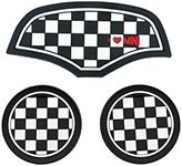 Mini F55 F56 Car Cup Coaster, 3PCS Universal Non-Slip Cup Holders Embedded in Ornaments Coaster for Mini Cooper Hatchback F55 F56(Checkered)