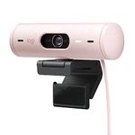 Logitech Brio 500 Full HD Webcam with Auto Light Correction,Show Mode, Dual Noise Reduction Mics, Webcam Privacy Cover, Works with Microsoft Teams, Google Meet, Zoom, USB-C Cable - Rose