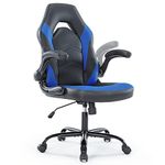 Office Chairs - Ergonomic Gaming Executive Desk Chairs with Flip-up Armrests and Lumbar Support, Adjustable Swivel Rolling Chair, Blue