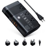 DOACE 220v to 110v Voltage Converter for European Travel: Max 500W Pure Sine Wave Voltage Converter US to Europe - 220 to 110 International Power Adapter Plug Combo Step Down Transformer Black