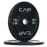CAP Barbell Economy - Speckled Olympic Bumper Plate Set with Gray Logo, Black, 15 lb Pair