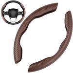 Bamyli Car Steering Wheel Cover,2Pcs Universal Carbon Fiber Anti-skid Segmented Steering Wheel Cover Protector for Auto/Truck/SUV/Van Steering Wheels Accessories（Coffee）