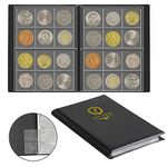 Coin Collection Album 120 Pockets - 4.2x4.0cm/1.6x1.5 inch 10 Pages black coin book Coin Collection Holder with plug-in pocket sheet Money Penny Pocket for Collectors CS5012BK