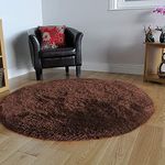 AROMICK Soft Modern Shaggy Area Rugs Fluffy Round Carpet Comfy Bedroom Home Decorate Floor Kids Playing Mat Size (2x2 Feet, Brown)