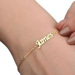 Custom 14k Gold Name Bracelet - Handmade Script Font Personalized Initial Letter Bracelet for Weddings, Moms, and Friends