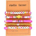 FUNTE® Friendship Bracelets,Bracelets Birthday Gifts For Girl Women Sister Music Fans, Tay Merch For Eras Tour Birthday Party Decorations (07#pink smile)