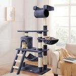 BEASTIE 141cm Cat Tree Multi-Level Scratching Post Play Tower Pole Condo House Furniture Wood in Grey Colour