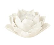 Ceramic Handmade Lotus Petals Style Flower Candle Holder Centerpiece Tea Lights Holder Home Office Windowsill & Tabletop Decoration (White)