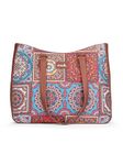 ZOUK Multicolor Mandala Print Getaway Handbag | Jute | Vegan Leather Handcrafted Tote Bag | Multicolor