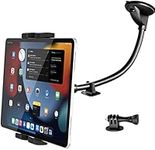 Windshield Car Tablet Mount Dashboard, Strong Sticky Suction Cup Tablet Holder, Gooseneck Truck Tablet Holder for iPad Pro 12.9 Air Mini, Galaxy Tabs, iPhone, 4-13'' Tablets, 1/4'' Screw Tip for GoPro