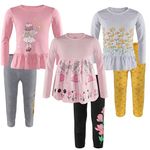 TotzTouch Cotton Premium Girls Night Wear T Shirt & Pyjama Full Sleeves | Night Dress for Girl Kids | Night Dresses Tee Top & Pajama Pant Set of 3 Multicolour