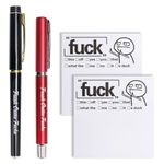 LUWREVC Fresh Outta Fucks Pad and Pen, Funny Sticky Notes and Pen Set, Humorous to Do List Notepad Markers, Novelty Office Supplies Gifts for Friends, Co-Workers, Boss(Red+Black)