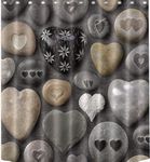 Love Shower Curtain Heart Shaped Pebbles,Grey Stone Bath Curtains with Hooks,Waterproof Anti Mould Polyester Fabric Bathroom Accessories 72 X 72 Inch