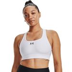 Under Armour Women's HeatGear Mid Padless Sports Bra, White, M