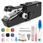 Handheld Sewing Machine, Mini Sewing Machine Handheld for Adults Quick Stitching, Portable Sewing Machine with Sewing Kits for Clothes, Jeans, DIY, Home, Travel (Black)