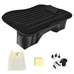 COSTWAY Inflatable Car Air Mattress, Leakproof Air Bed with Electric Pump, Pillow, Storage Bag & Waterproof Flocking Surface, Car Universal SUV Back Seat Mattress Bed for Camping Trip Home