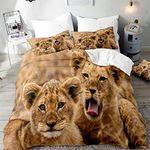 Lion Printed Duvet Cover Set for Single Double King Bed, Morbuy 3D Animal Bedding Sets Boy Girl Bedroom Microfiber Duvet Set Quilt Case with Pillowcases (Lion baby,220x230cm)