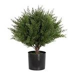 Weitaisi 17" Artificial Cedar Topiary Shrub UV-Proof Leaves Poteed Artificial Shrubs for Outdoors Plant for Home Office Outdoor and Indoor Decor Porch Plants