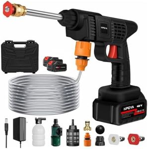 (Double_Battery) Cordless Portable Wireless Pressure Washer Gun 48V 12000mah High Pressure Water Gun for Car Wash Bike Washing Cleaning| Adjustable Nozzle and 5M Hose Pipe (BLACK/48V [Double_Battery])