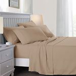 Imperial Rooms King Size Flat Sheet 200 Thread Count 100% Egyptian Cotton Soft Bed Top Sheet Hotel Quality Beige Flat Bed Sheets